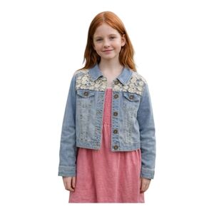 Mudd Denim Lace Jean Jacket Kid girls Size 7 8